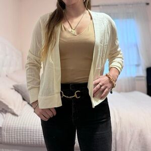 Banana Republic White Cardigan Sweater Lightweight Knit